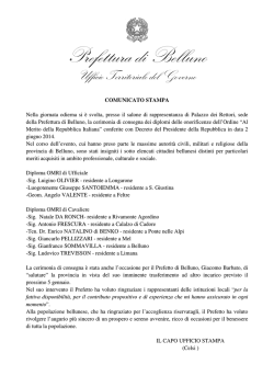 Il comunicato della prefettura con i nomi degli insigniti