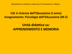 apprendimento e memoria - Dipartimento di Scienze Umane per la