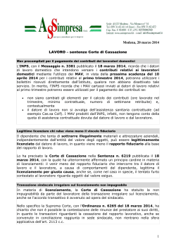 1 Modena, 20 marzo 2014 LAVORO – sentenze