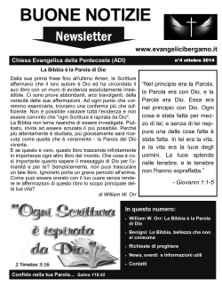Newsletter n°4 ottobre 2014 - Chiesa Cristiana Evangelica
