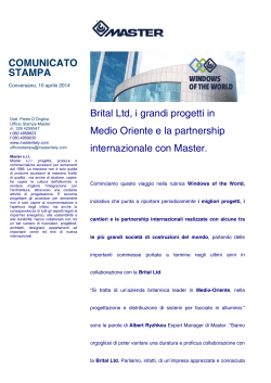 COMUNICATO STAMPA Brital Ltd, i grandi progetti in