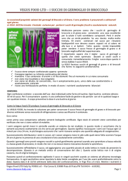 VEGUS FOOD LTD – I SUCCHI DI GERMOGLIO DI BROCCOLO