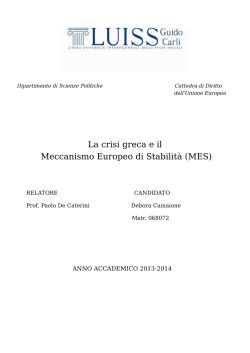 La crisi greca e il Meccanismo Europeo di Stabilità (MES)