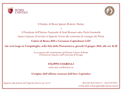 Cultori di Roma 2014 e Certamen Capitolinum LXV che avrà luogo