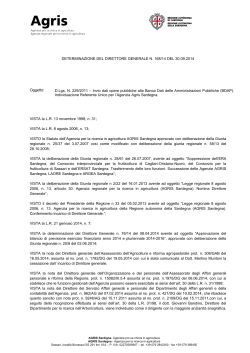 Determinazione del Direttore Generale n. 168/14 del 30.09.2014