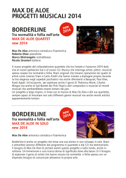 BORDERLINE BORDERLINE MAX DE ALOE PROGETTI MUSICALI