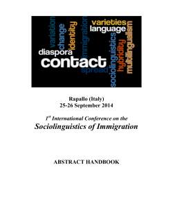 Sociolinguistics of Immigration - Dipartimento di Lingue e Letterature