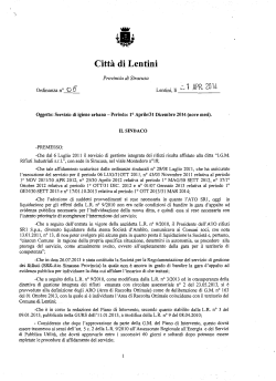 Periodo: 1° Aprile/31 Dicembre 2014