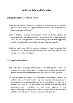 Spunti e dati per le riforme