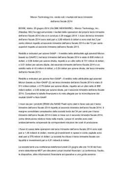 Micron Technology Inc. rende noti i risultati del