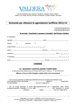 Domanda per ottenere le agevolazioni tariffarie 2013/14 CHIEDO