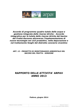 Fratta-Gorzone - Rapporto attivita di monitoraggio e controllo