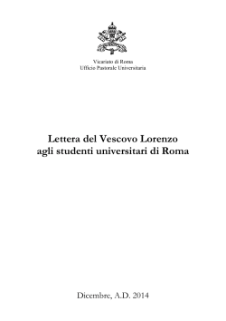 Lettera del Vescovo Lorenzo agli studenti universitari di