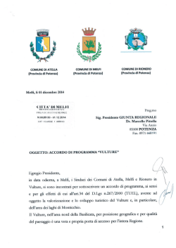 COMUNE DI ATELLA COMUNE DI MELFI COMUNE DI RlONERO