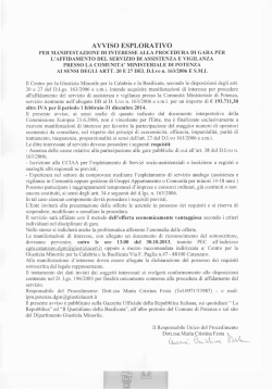 Comunità Potenza - Avviso esplorativo servizio assistenza e vigilanza.
