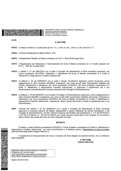 DR istituzione Master univ II liv in Mediazione e Negoziazione