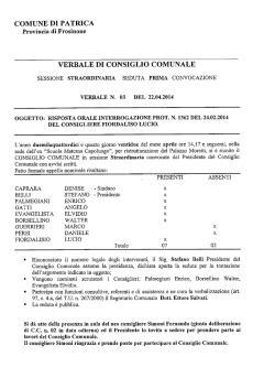 risposta orale interrogazione prot. n. 1362 del 24.02.2014 del
