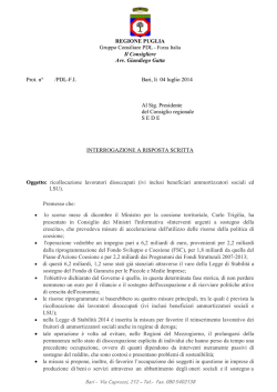 interrogazione ricollocazione lavoratori disoccupati e LSU. Integrale