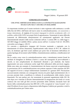 COMUNICATO STAMPA - CISL Reggio Calabria