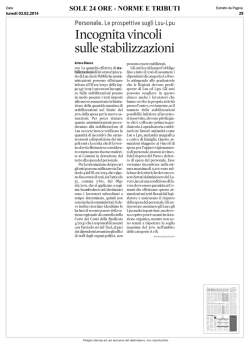 Incognita vincoli sulle stabilizzazioni