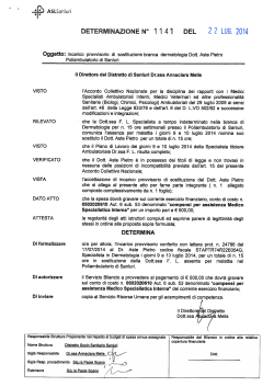 DETERMINAZIONE N° 1141 DEL 22 LUG. 2014