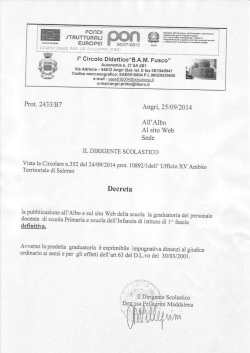 Graduatoria Docenti Scuola Infanzia 1&deg; Fascia
