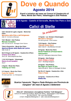 "Dove e Quando" del Mese di Agosto 2014