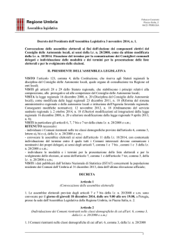 Indizione e modalit&agrave; di svolgimento