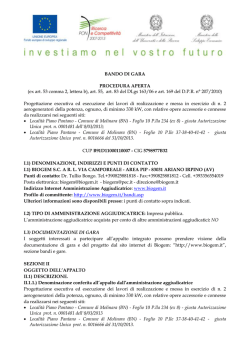 BANDO DI GARA PROCEDURA APERTA (ex art. 53