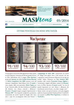 OTTIMI PUNTEGGI DA WINE SPECTATOR Maggio