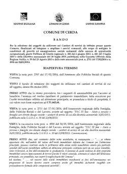 Domanda di partecipazione ai Cantieri di Servizio