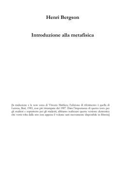 Henri Bergson Introduzione alla metafisica