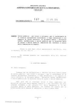 AZIENDA SANITARIA LOCALE N. 4 «CHIAVARESE»