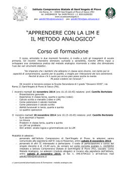 “APPRENDERE CON LA LIM E IL METODO ANALOGICO” Corso di