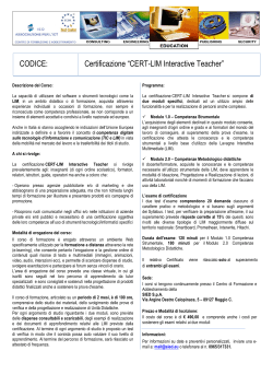 CODICE: Certificazione “CERT-LIM Interactive Teacher”