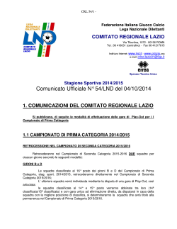 Comunicato Ufficiale N° 54/LND del 04/10/2014