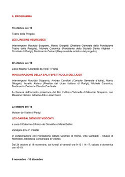 IL PROGRAMMA 16 ottobre ore 12 Teatro della Pergola LES