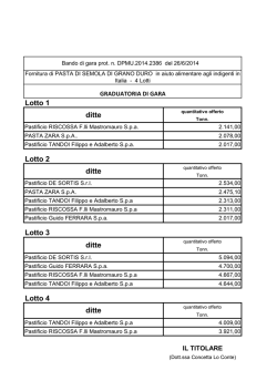 Graduatoria di gara relativa al Bando di gara 26 giugno 2014
