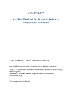 M-CHAT-R/F TM Modified Checklist for Autism in Toddlers, Revised