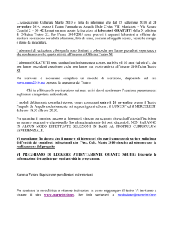 Iscrizioni lab. gratuiti Xed - ASSOCIAZIONE CULTURALE MARTE