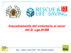 Inquadramento del volontario ai sensi del D. Lgs.81/08