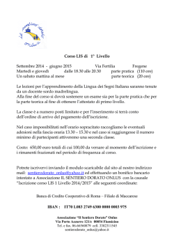Info Corsi LIS - Il sentiero dorato Onlus