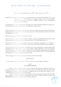 Avviso del 03.12.2014 - Pubblicazione decreto n. 195/2014 di