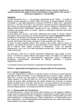 Regolamento affidamento appalti sotto soglia InBre