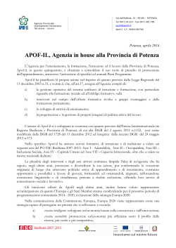 APOF-IL, Agenzia in house alla Provincia di Potenza