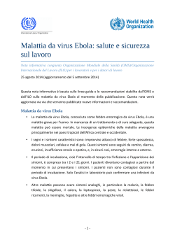 Nota congiunta OMS/ILO su malattia da virus Ebola