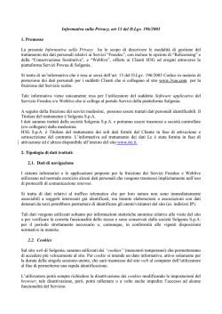 Informativa sulla Privacy, art 13 del D.Lgv. 196/2003 1