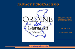 PRIVACY E GIORNALISMO - Ordine dei Giornalisti del Veneto