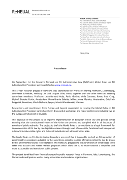 Press release On September 1st the Research Network on EU