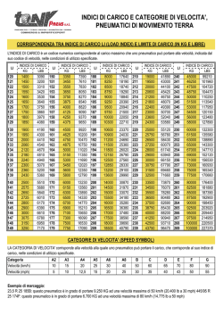 Indice di carico e categorie di velocit&agrave;